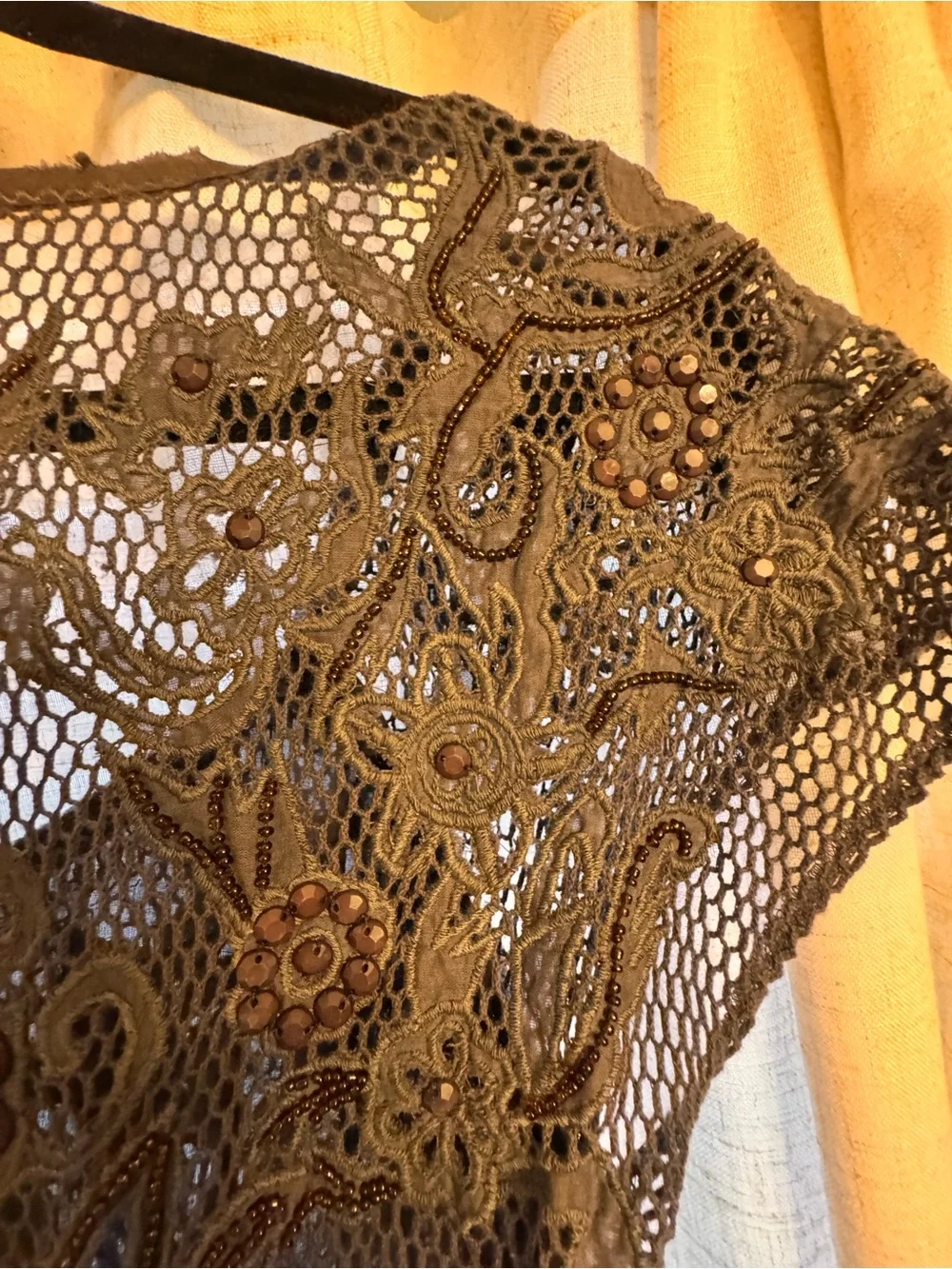 Free People Brown Crochet Midi Dress